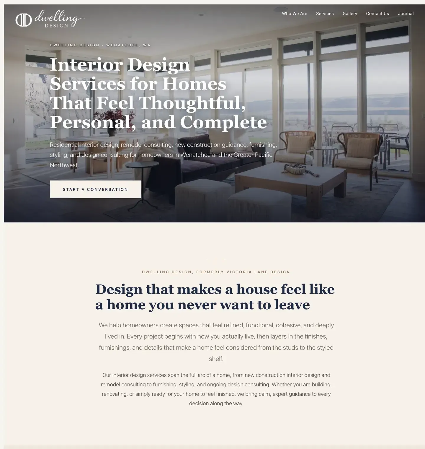 Dwelling Design Interiors website, services page