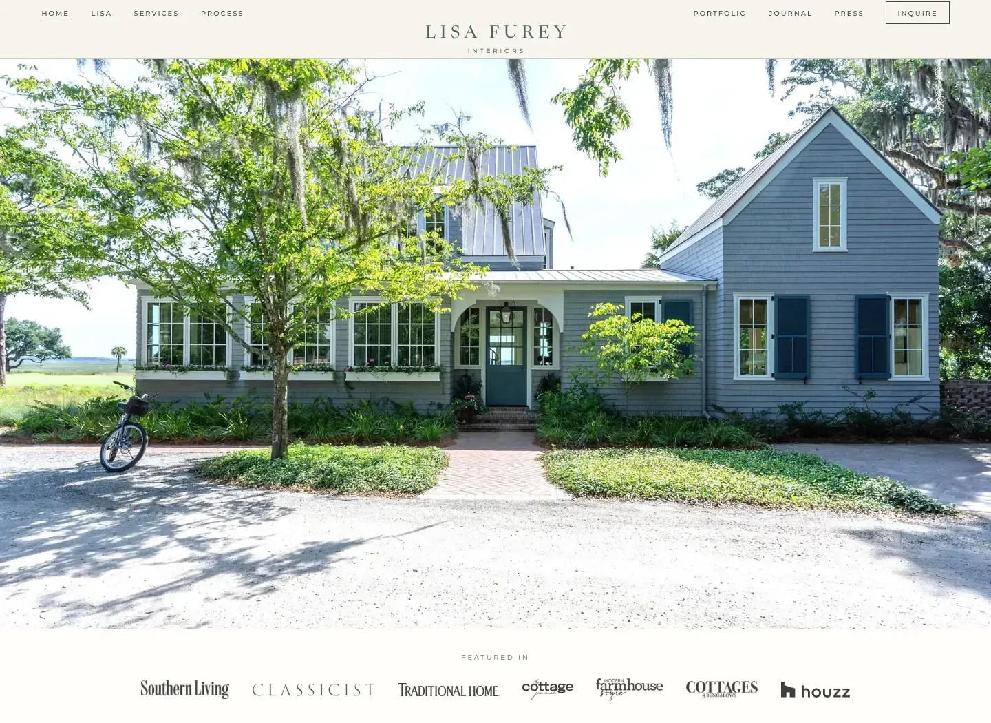 Lisa Furey Interiors website, home page