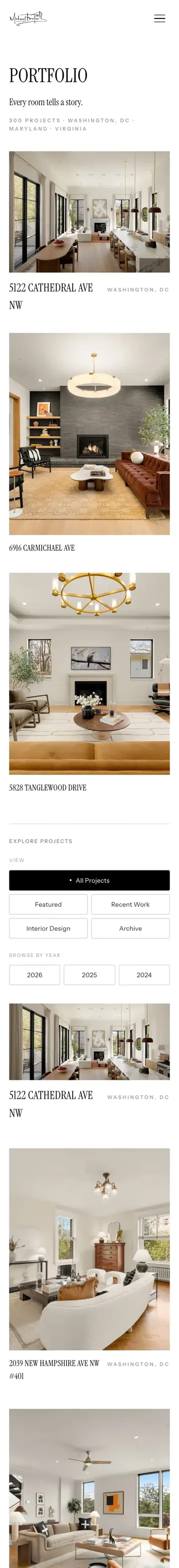 Michael Fowler Creative website on iPhone, portfolio page
