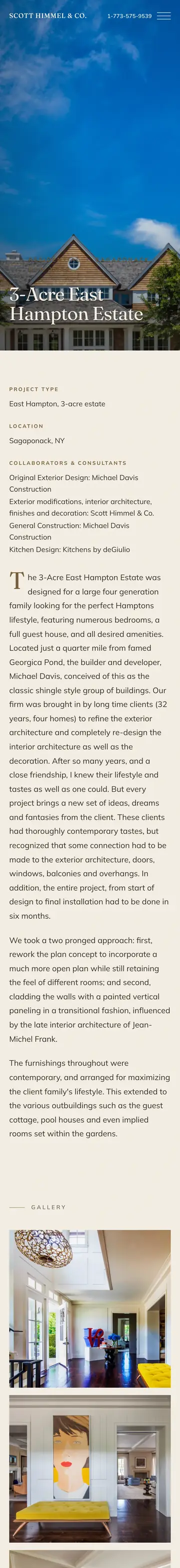 Scott Himmel & Co. website on iPhone, project page